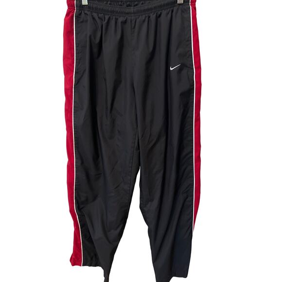 Nike Vintage Track Pants Nylon Basketball Y2K Black and Red Joggers Size Large - Picture 1 of 5